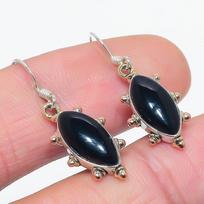 Natural Black Onex Gemstone 925 Solid Sterling Silver Jewelry Earring 1.25  w2I28