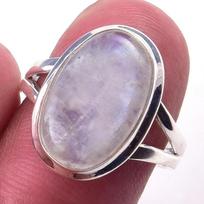 Natural Rainbow Moon Stone Gemstone Handmade 925 Sterling Silver Ring S.7 Z6q53 gray