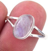 Natural Rainbow Moon Stone Gemstone Handmade 925 Sterling Silver Ring S.8 u5f47 gray
