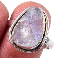 Natural Rainbow Moon Stone Gemstone Handmade 925 Sterling Silver Ring S.9 B9r94 gray