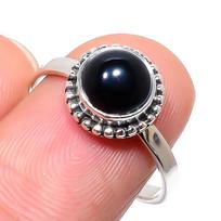 Natural Black Onex Gemstone Handmade 925 Sterling Silver Jewelry Ring S.10 r1m31