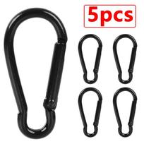 Mini karabinas raktų pakabukas Aliuminio lydinio D tipo sagtis Spyruoklinis karabinas Snapas Kabliukas Klipas Raktų pakabukai Lauko kempingas Kasdienio naudojimo įrankiai Black - 5pcs black
