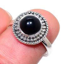 Natural Black Onex Gemstone Handmade 925 Sterling Silver Jewelry Ring S.8 f1j61