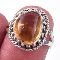 Natural Citrine Gemstone Handmade 925 Solid Sterling Silver Ring Size 7 y4W29 brown
