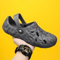 One-piece summer men's sandals Breathable beach shoes Comfortable garden shoes Lightweight flip-flops non-slip slippers size 49 49 black