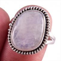 Natural Rainbow Moon Stone Gemstone Handmade 925 Sterling Silver Ring S.9 c5e60 gray