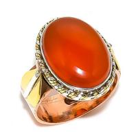 Natural Montana Agate Gemstone Two Tone 925 Solid Silver Jewelry Ring S.7.5 w4Z64