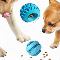 Cat Dog IQ Toy Ball, Food Dispensing for Pet Dogs Puppy, Rubber Chew Toy, Treat blue small