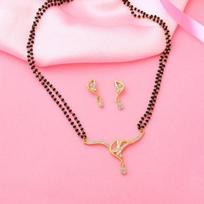 Estele dvigubo pamušalo aukso ir sidabro karoliai su Mangalsutra dviguba linija white