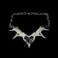 Cyberpunk Skeleton Cosplay Necklace Unisex Alloy Chain Choker Butterfly Pendant Jewelry Gothic Punk Hip-pop Accessory Props Gift gray