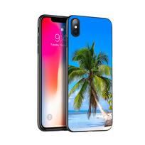 Black tpu case for iphone 5 5s SE 2020 6 6s 7 8 plus x 10 XR XS 11 pro MAX case summer Beach Scene at Sunset on sea Palm Tree iphone 5 5S SE