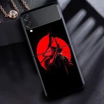 Case For Samsung Galaxy Z Flip 3 4 5G Black Hard PC Phone Housing Z flip4 Segmented Cover Landscape Ink Painting Japan Samurai Samsung Z Flip