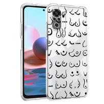 Clear Funda for Xiaomi Redmi Note 9s 9 9t 10 8 8t 7 Pro Max Silicon Cover 9c 9i 7a k40 9a Case Transparent Coque Boobs Sketch BW Redmi Note 10 5G