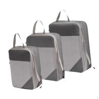 3 Pieces Compression Storage Bag Set Packing Cubes Travel for Camping,Daily Use, pilka spalva