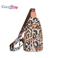 Cosy Up Madingas Leopardo rašto krūtinės krepšys, kelių sluoksnių krepšys su užtrauktuku, moteriškas krūtinės krepšys 18cm * 7cm * 30cm oranžinė