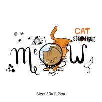 Cat Stronaut Sticker On Clothes Iron Thermal Press T-Shirt Heat Press Appliqued Parches Ropa Diy Patch Diy Craft Supplies black