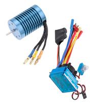 3650 4370KV 4P aliuminio lydinio be jutiklio bešepetis variklis su 45A bešepetiniu ESC (Elektrinis greičio reguliatorius) skirtas 1/10 RC visureigiui mėlyna