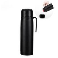 1000 ml vakuuminė termo kolba, plati burna, matinė juoda, nerūdijančio plieno vakuuminis butelis Yerba Mate, kava, arbata, vanduo 1000ml black