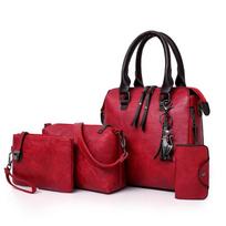 Stilingas moteriškas pečių krepšys Vintage Red Bucket Messenger Bag Nešiojamas Crossbody Didelės talpos krepšių rinkinys 1set raudona