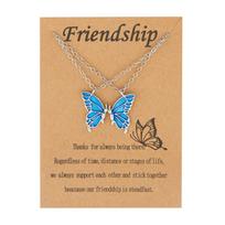 Butterfly Necklace Moterų raktikaulių grandinėlė Blizga geriausio draugo gimtadienio dovana Juvelyrinė dovana One Size mėlyna