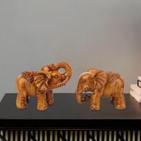 -Statues, Thai Mini Collectible, Brown Housewarming Gift Figures, Bookshelf Ornaments, Car Living 2 pieces