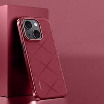 KEYSION Prabangus tinklelio rašto PU odinis dėklas, skirtas iPhone 15 Pro Max 14 Plating PC smūgiams atsparus telefono dangtelis, skirtas iPhone 13 14 Pro Max for iPhone 15 raudona