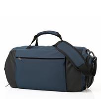 Trendy Portable Outdoor Sport Travel Bag Practical Independent Shoe Pocket Duffel Bag Dry-wet Separation Luggage Bag Cylindrical Touring Business Pack mėlyna