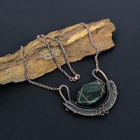 Gorgeous Green Jade Gemstone Handmade Copper Wire Wrap Jewelry Pretty Necklace For Women 18 Inches With Adjustable žalia