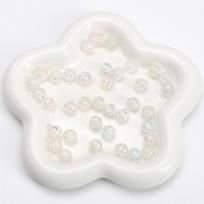 10mm 20PCS Glass Beads White Floral Smudding Spray Blue Powder Round Beads for DIY Jewelry Making 10mm 20pcs