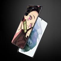 Anime Demon Slayer Kamado Nezuko telefono dėklas, skirtas Samsung Galaxy S22 Pro S21 S20 Ultra FE S10 Lite 5G S10E S9 S8 Plus juodas dangtelis Samsung S22 Ultra beige