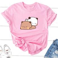 Mielas Bubu Dudu miega mielus marškinėlius moterims medvilniniai Kawaii animaciniai filmukai juokingi grafiniai viršūnės vasariniai O kaklo 90-ųjų drabužių marškinėliai S rožinė