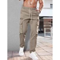 Men's Multi-Pocket Straight Leg Pants Casual Sweatpants Drawstring Work Pants 3XL