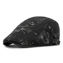 Men's Beret Cotton Cap Women juoda