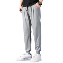 Men Ice Silk Sweatpants Elastic Drawstring Pockets Sport Mesh Pants Breathable Waist Thin Fitness Trousers Streetwear XL pilka