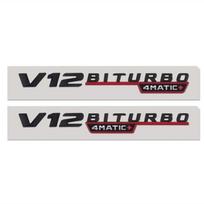 Automobilio Chrome 3D raidžių etiketė V12 BITURBO 4MATIC+ skirta C43 C63 C63S E43 E53 E63S S65L priekinio sparno šoniniai lipdukai Silver gray