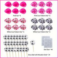 48Pcs Disco Cowgirl Cake Decoration, 24Pcs Disco Ball Cup Toppers 24Pcs Mini Pink Cowgirl Hats Cow Print Cowboy Hats Favor Birthday Table Deco pink