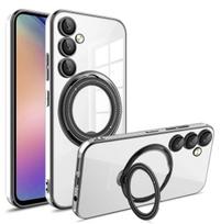 Magsafe Skaidrus Žiedas Belaidžio Įkrovimo Magnetinis Dangtelis Dėklas Samsung Galaxy S24 S23 Ultra Plus FE A55 A35 A15 A54 A34 A14 5G Samsung A54 juoda
