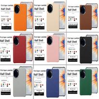 Genuine Leather Half-Cover Case for Honor 90 Pro with Litchi Pattern Honor 100 Pro rožinė