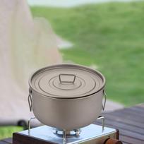Outdoor Titanium Pot Camping Cooking Set 1.8L Easy to Clean Pots And Pans Picnic Hiking gray