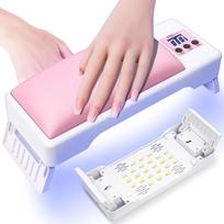 72W 24LED Drying Lamp Manicure With Hand Pillow UV Nail Dryer Curing Gel Nail Polish Smart Timer Sun Light Nail Art Tools us rožinė