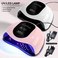 SUN V6 UV LED nagų lempa manikiūrui 128W gelinio lakavimo džiovinimo mašina su dideliu LCD jutikliniu profesionaliu išmaniuoju nagų džiovintuvu us rožinė