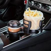 Automobilio puodelio laikiklio plėtiklis automobiliniam adapteriui, reguliuojamas daugiafunkcinis dvigubas puodelio laikiklis su telefono laikikliu, aromaterapijos organizatorius juoda
