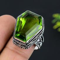 Peridot Gemstone Handmade 925 Sterling Silver Jewelry Ring Size 9.5 u0p67 yellow
