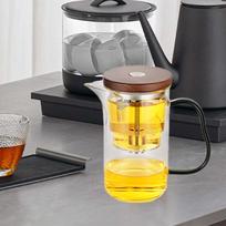 Elegantiškas stiklinis arbatinukas su sieteliu 500ml - Puiki dovana tėčiui Black Handle gray