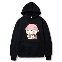 Bubu ir Dudu Hoodies Moteriški Estetiški Grafiniai Kawaii Bubble Tea Hoodies Unisex Ruduo Žiema Anime Harajuku Megztiniai su Gobtuvu Marškinėliai S