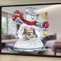 Sniego senis Kalėdų Senelis Sienų lipdukai Muzikos dėžutė Kalėdiniai lipdukai Langų stiklo dekoras Vandeniui atsparūs lipdukai Snowman white