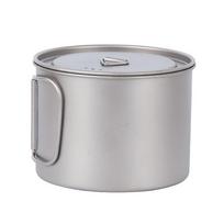 Camping Ti Pot Backpacking Pot with Lid and Folding Handles for Outdoor Camping Hiking 0.9L gray