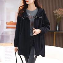 Spring and Autumn Women Hooded Windbreaker Jacket  Large Size Loose Fit Slimming Casual Versatile Medium-length Jacket Women Coat M juoda