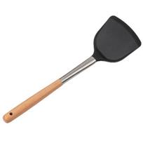 Silicone Spatula Long Beech Handle Food Grade Heat Resistant Dishwasher Safe Non-stick Pan Pot Cooking Turner Cookware Utensils Kitchen Supplies juoda