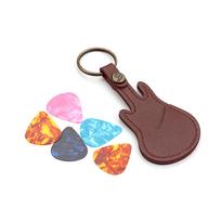 Leather Key Chain Guitar Picks Holder Keychain Guitar Plectrums Bag Picks Pouch Guitar Strap Guitar Picks Carrying Case brown